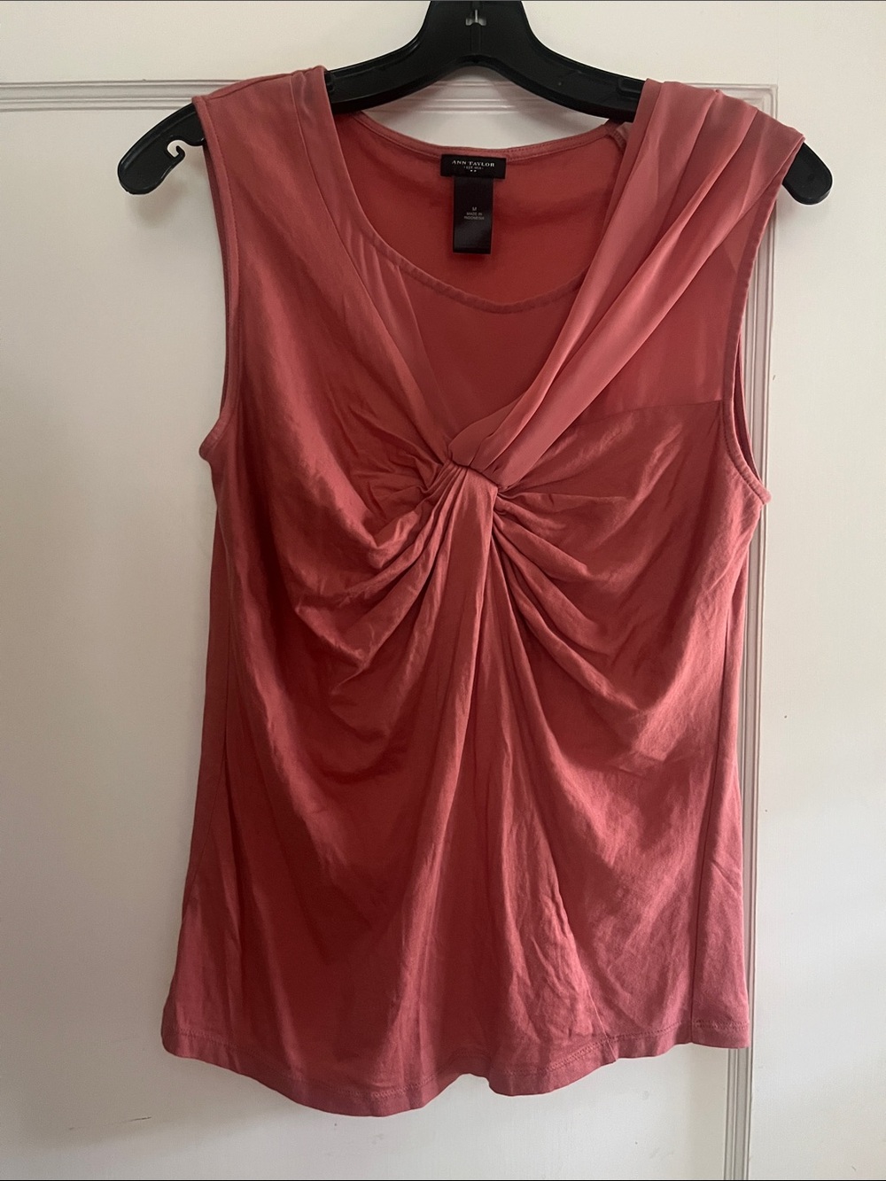 Ann Taylor Rose-Coral Twist Front Sleeveless Tank